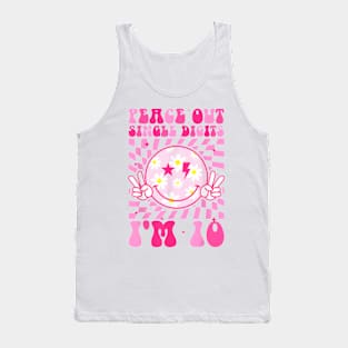 Peace Single Digits I'm 10 Smile Face For Birthday Girls T-Shirt Tank Top